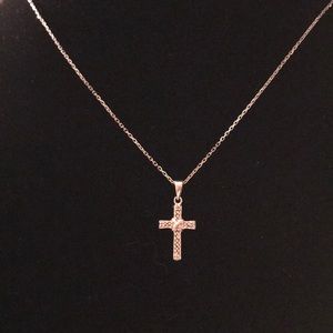 Sterling Silver Cross & Diamond Pendant